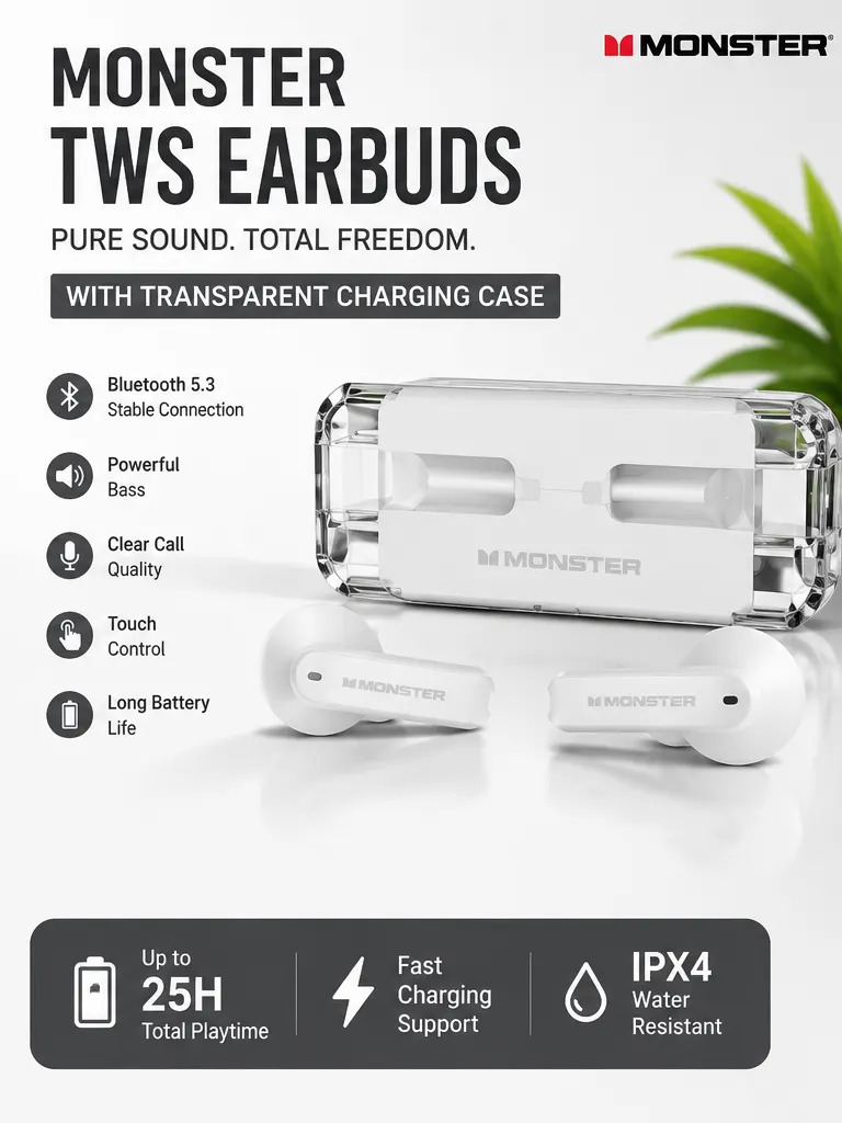 Monster TWS Wireless Bluetooth Earbuds